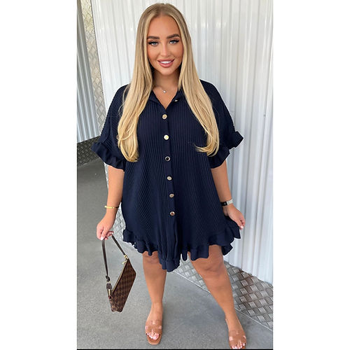 Ladies Pleated Shirt Dress - Elegant Style for Every Occasion