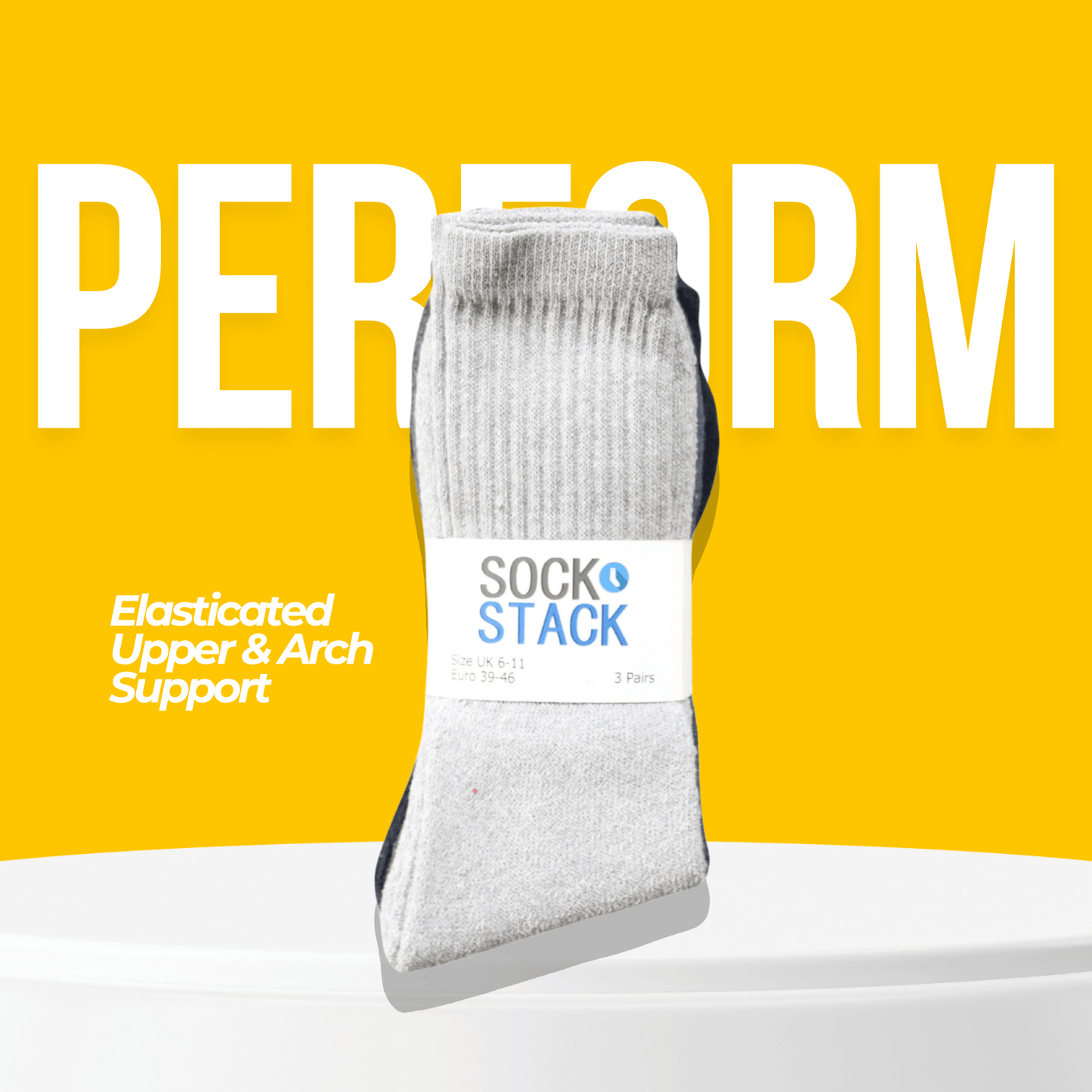 15 Pairs Mens Cotton Rich Performance Sport Socks Outdoor Athletics Running Hiking Football Black Grey White Sock Cushioned Anti-Blister Moisture-Wicking Breathable Comfortable UK 6-11 by Sock Stack