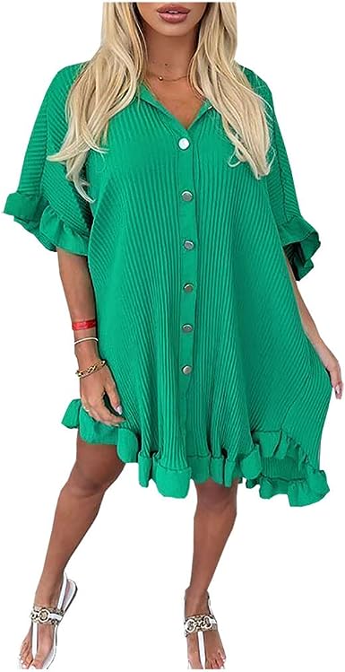 Ladies Pleated Shirt Dress - Elegant Style for Every Occasion