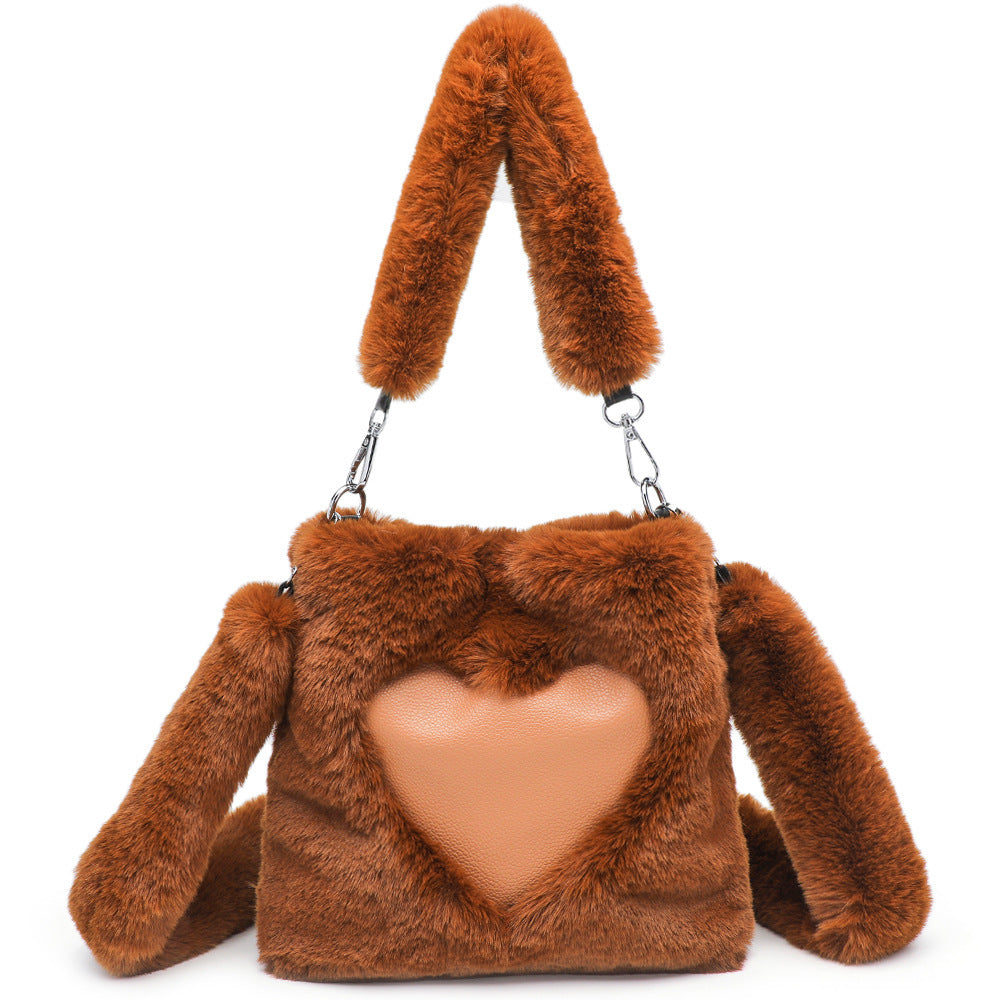 Women's Shoulder Bag-Fluffy Shoulder Bag Top-handle Bag