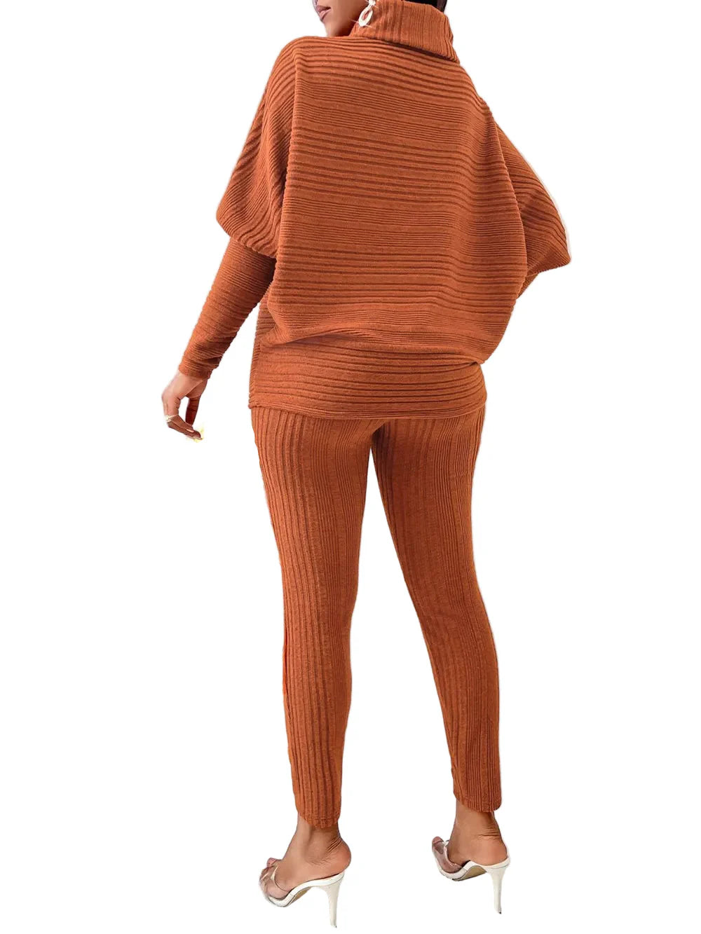 Women's Set Turtleneck Batwing Sleeve Top and Pants Set