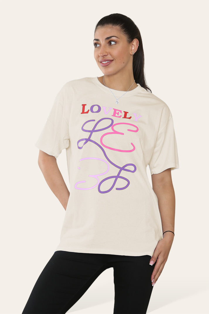 Ladies Printed Short Sleeve T-Shirt Top - Lovely Design for Casual Wear