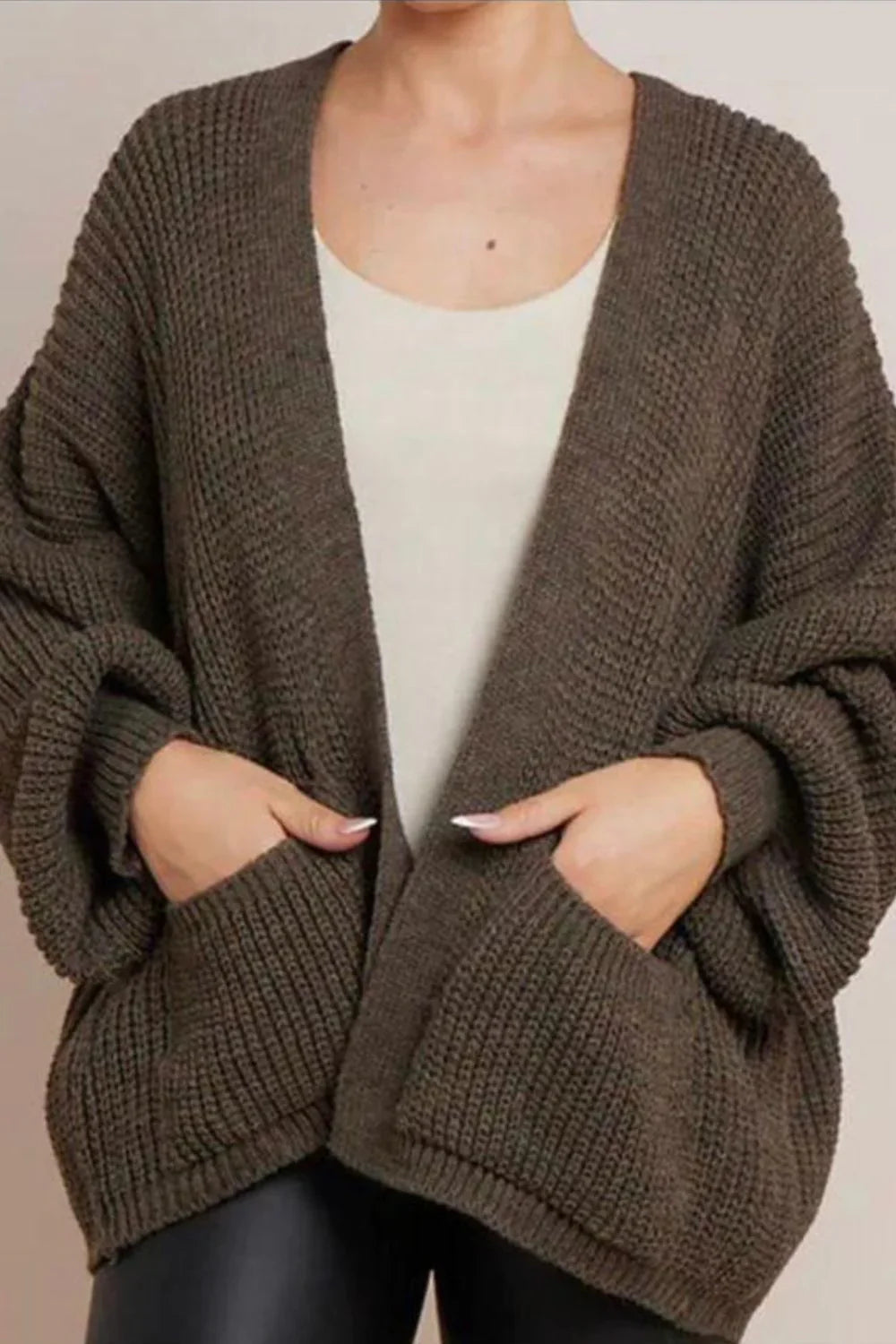 Women's Cardigan ❤️ Crop Balloon Pocket Cardigan for Effortless Style
