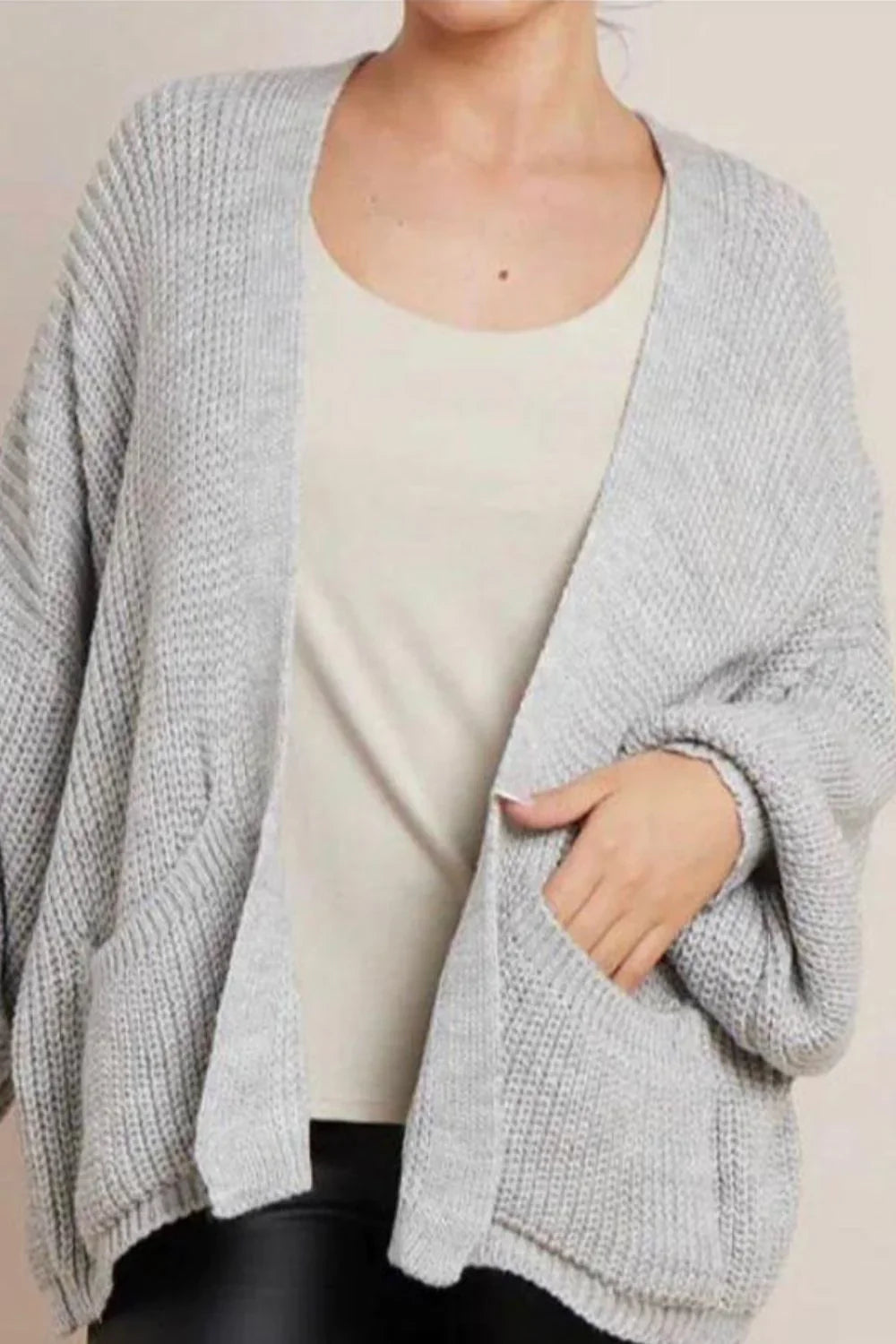 Women's Cardigan ❤️ Crop Balloon Pocket Cardigan for Effortless Style
