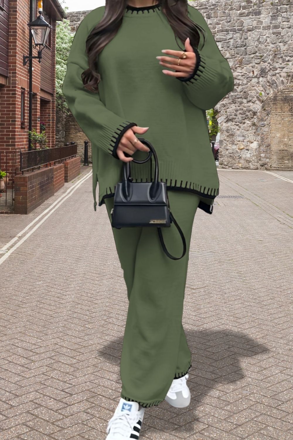 Women's Knitted Set Stitched Stylish Knitted Lounge Co-Ord Set - 2-Piece Comfort Outfit
