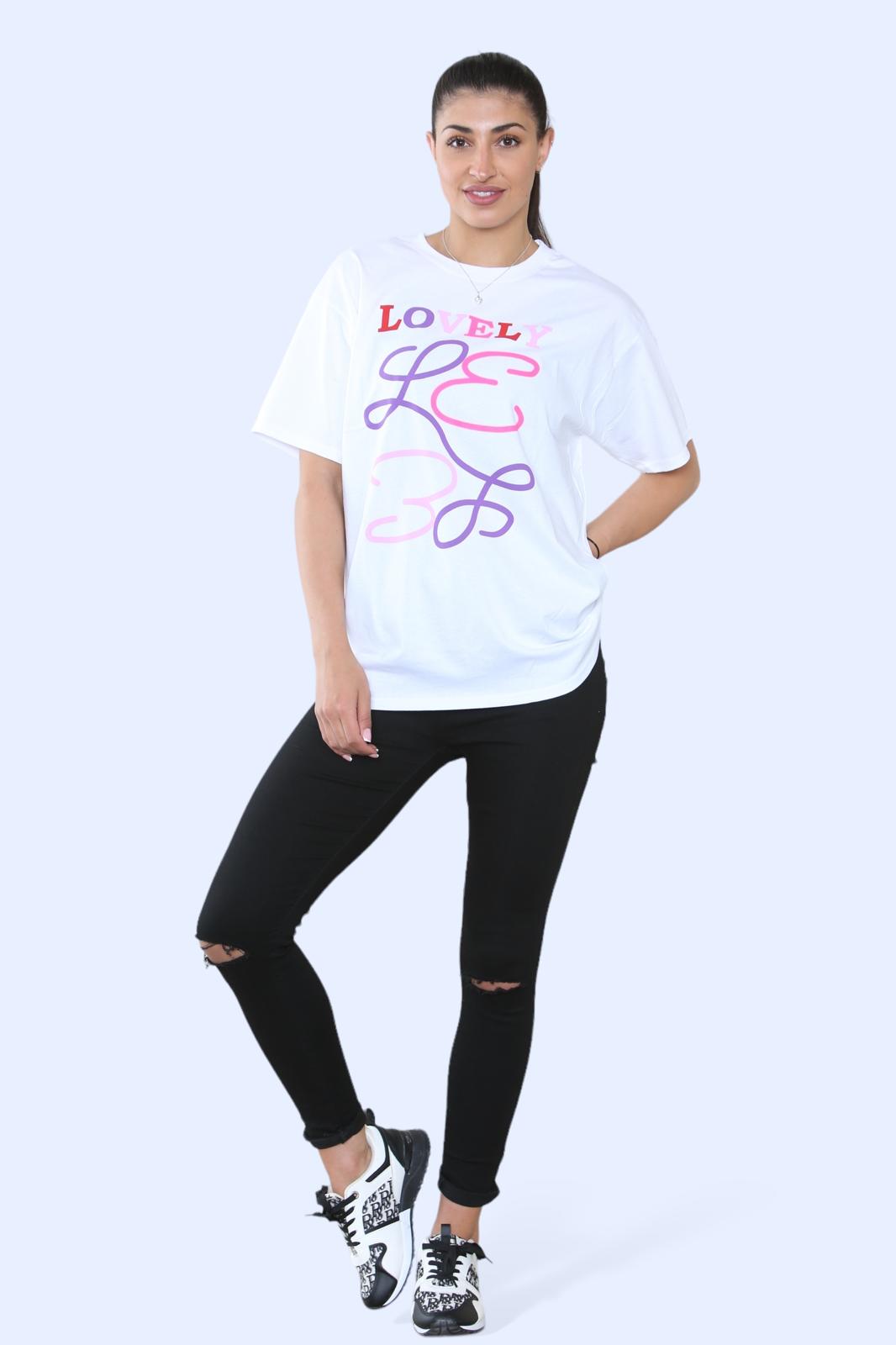 Ladies Printed Short Sleeve T-Shirt Top - Lovely Design for Casual Wear