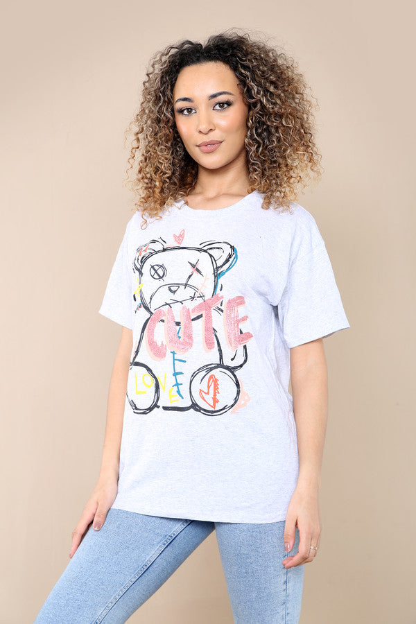 Ladies Printed Short Sleeve T-Shirt Top - Cute & Stylish Design