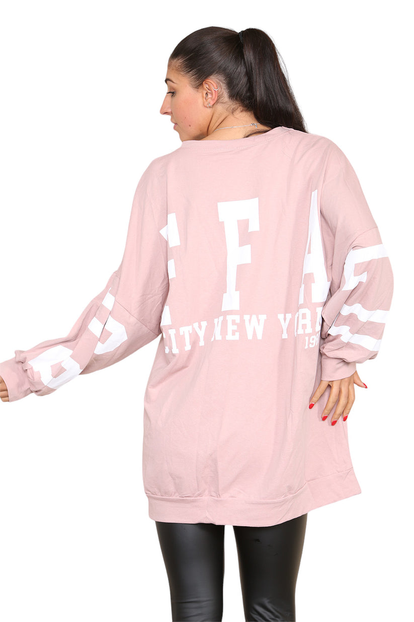 Women's Oversized Jumper Dress with Buffalo Slogan Print - Trendy Buffalo Slogan Oversized Jumper Dress for Comfortable Fashion