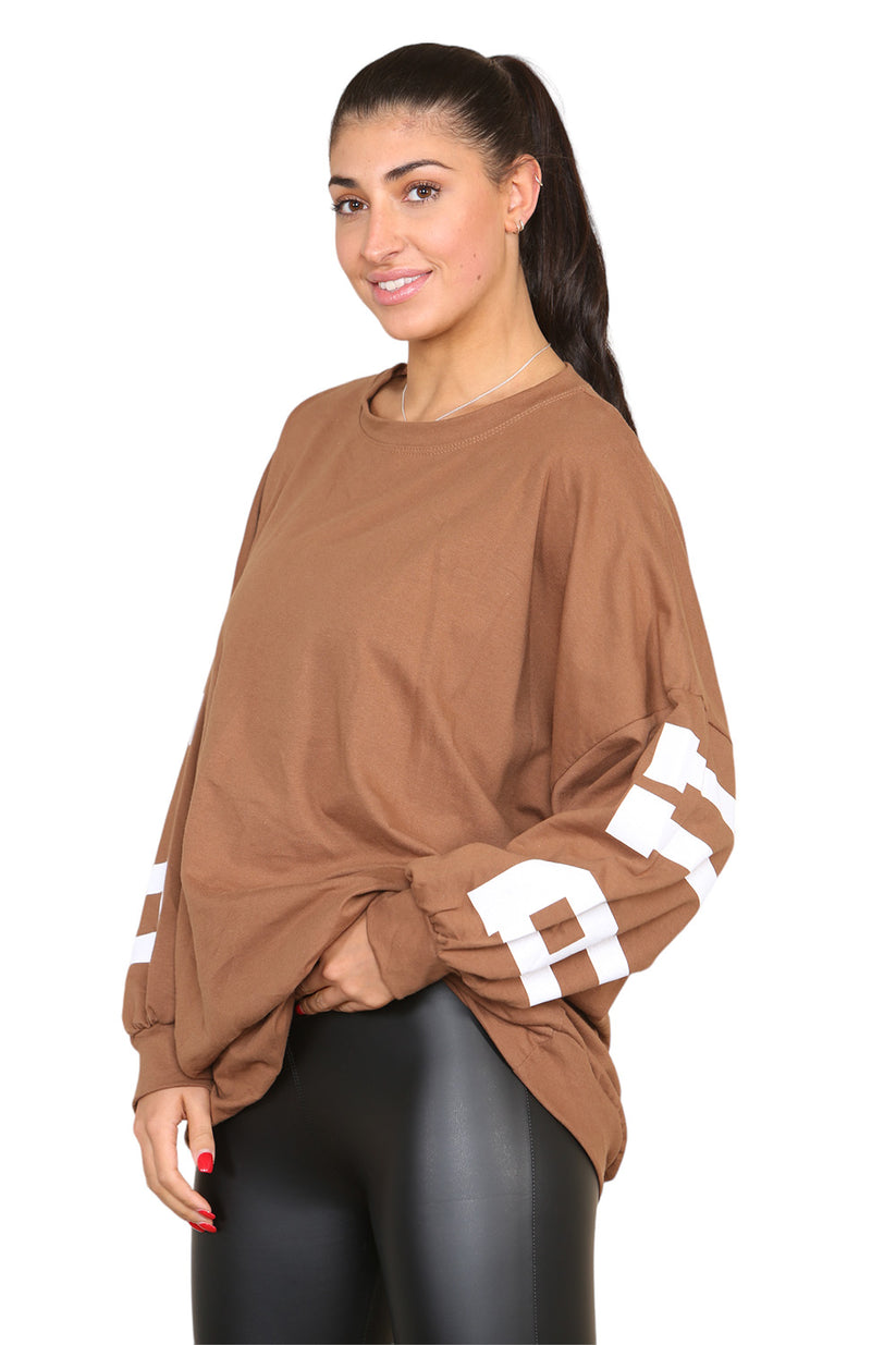 Women's Oversized Jumper Dress with Buffalo Slogan Print - Trendy Buffalo Slogan Oversized Jumper Dress for Comfortable Fashion