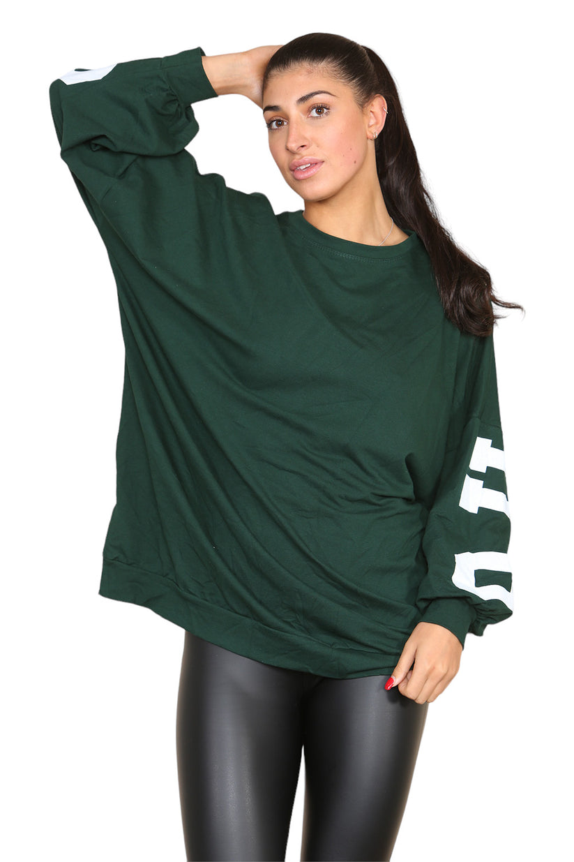 Women's Oversized Jumper Dress with Buffalo Slogan Print - Trendy Buffalo Slogan Oversized Jumper Dress for Comfortable Fashion