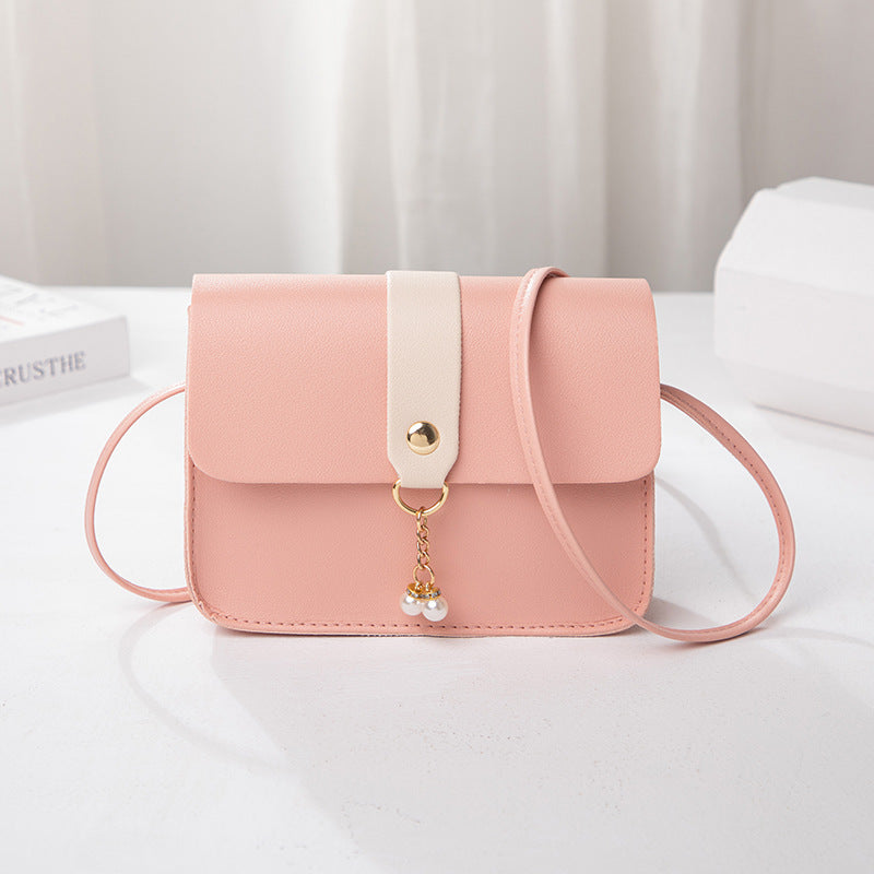 Women's Bag Everyday Joker Contrast Pearl Pendant Small Square