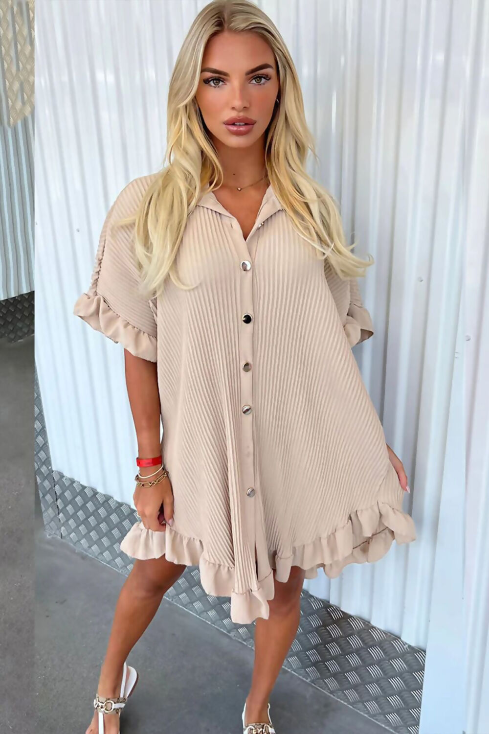 Ladies Pleated Shirt Dress - Elegant Style for Every Occasion