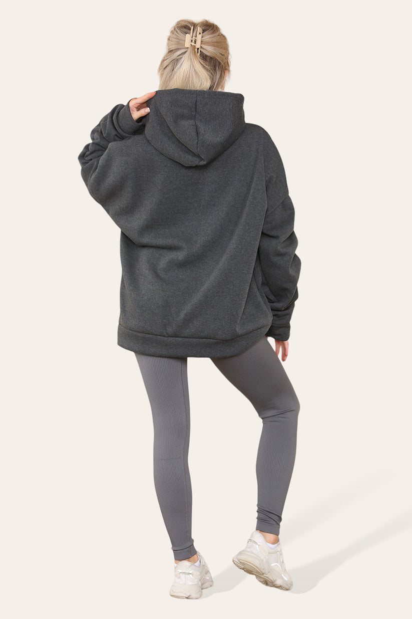 Plus Size Hoodie and Legging Set with Ruched Sleeves and Satin Ribbon, High Waist High Rise Seamless Ribbed Design