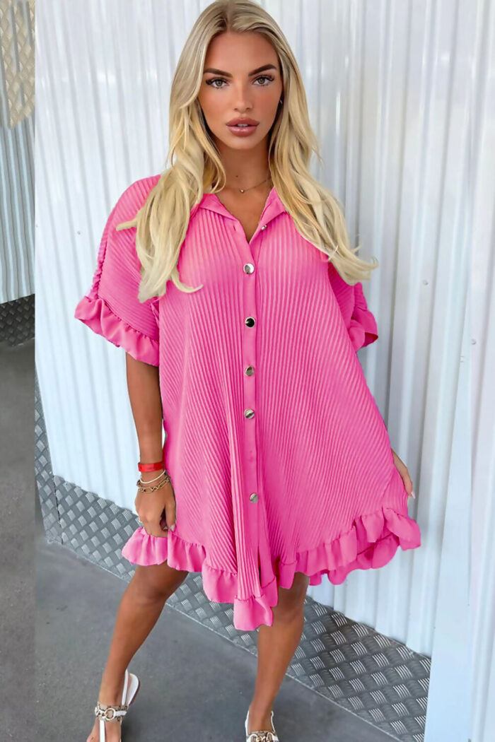 Ladies Pleated Shirt Dress - Elegant Style for Every Occasion