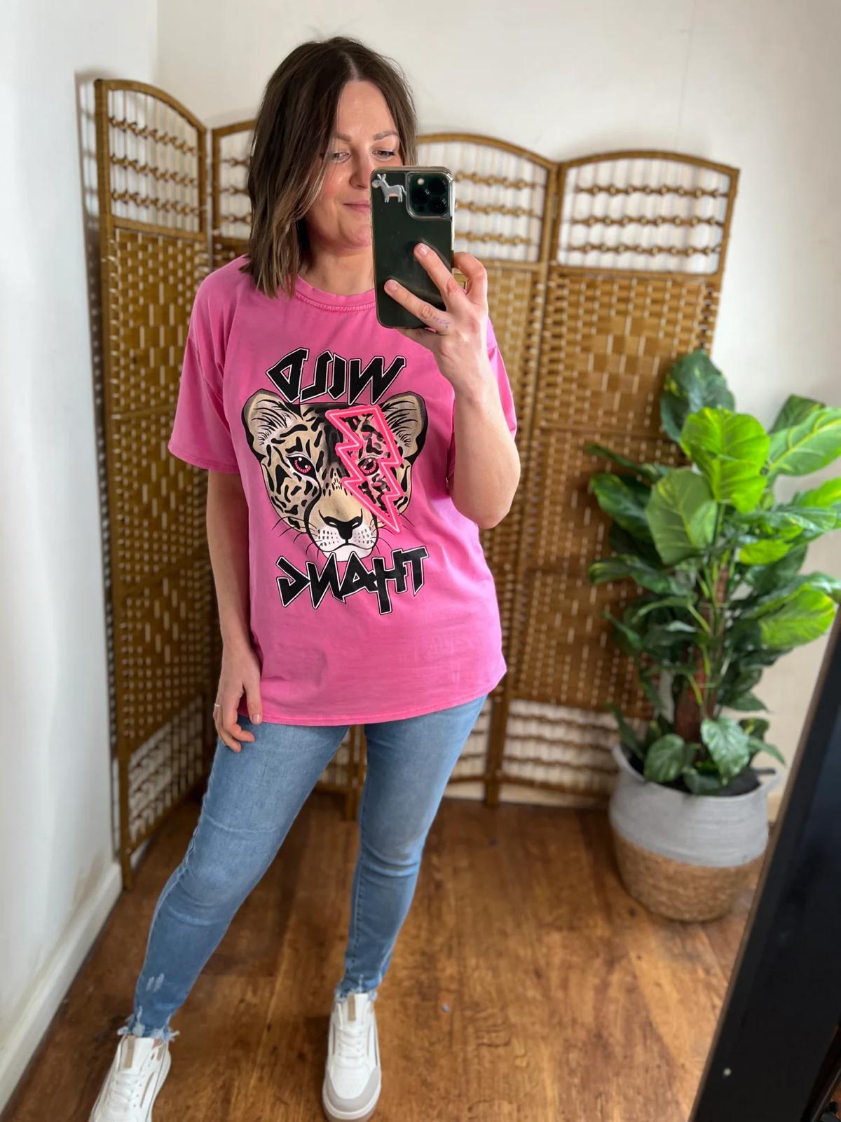 Ladies Oversized Tiger T-Shirt - Wild Thang Short Sleeves Top