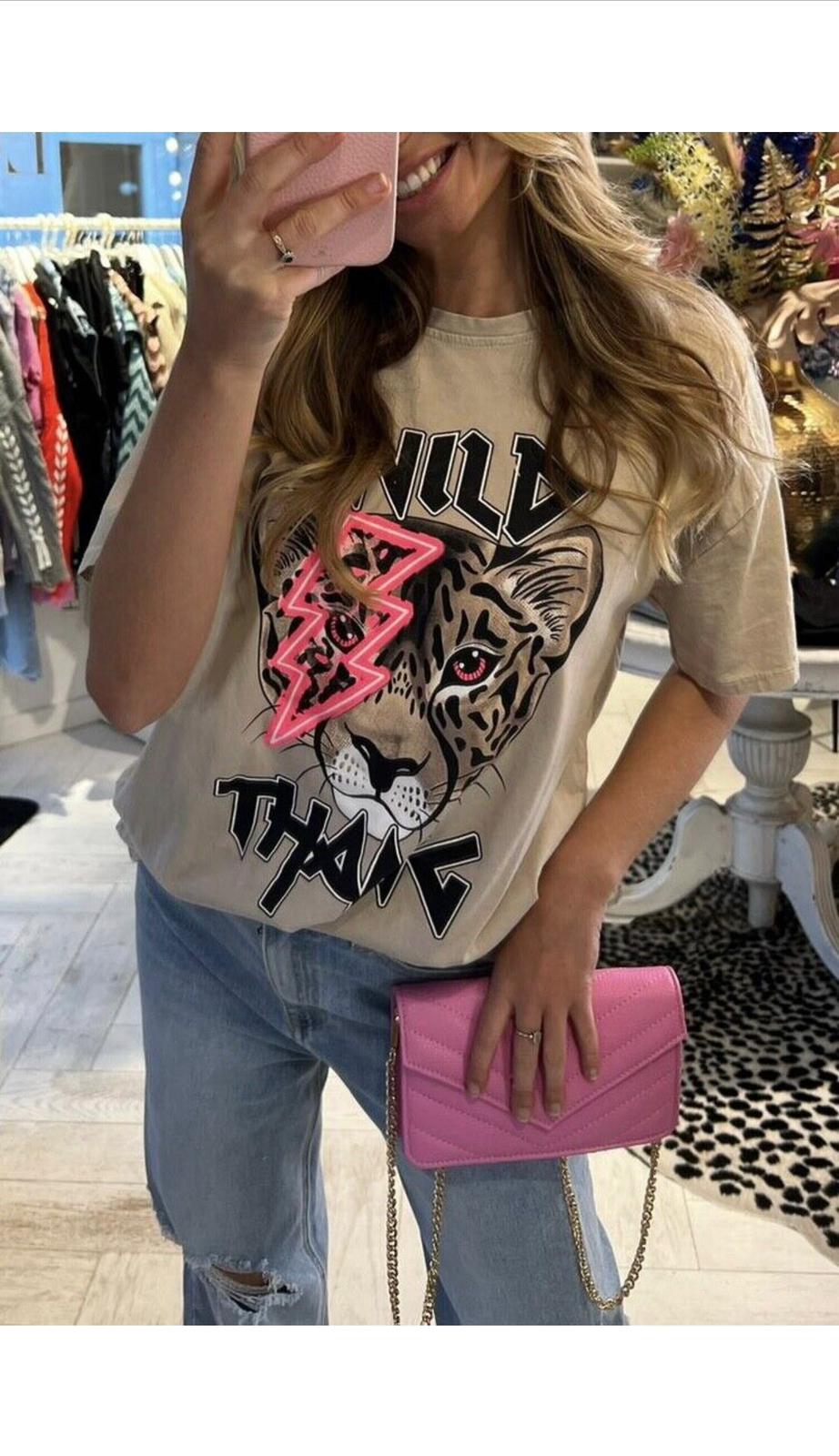 Ladies Oversized Tiger T-Shirt - Wild Thang Short Sleeves Top