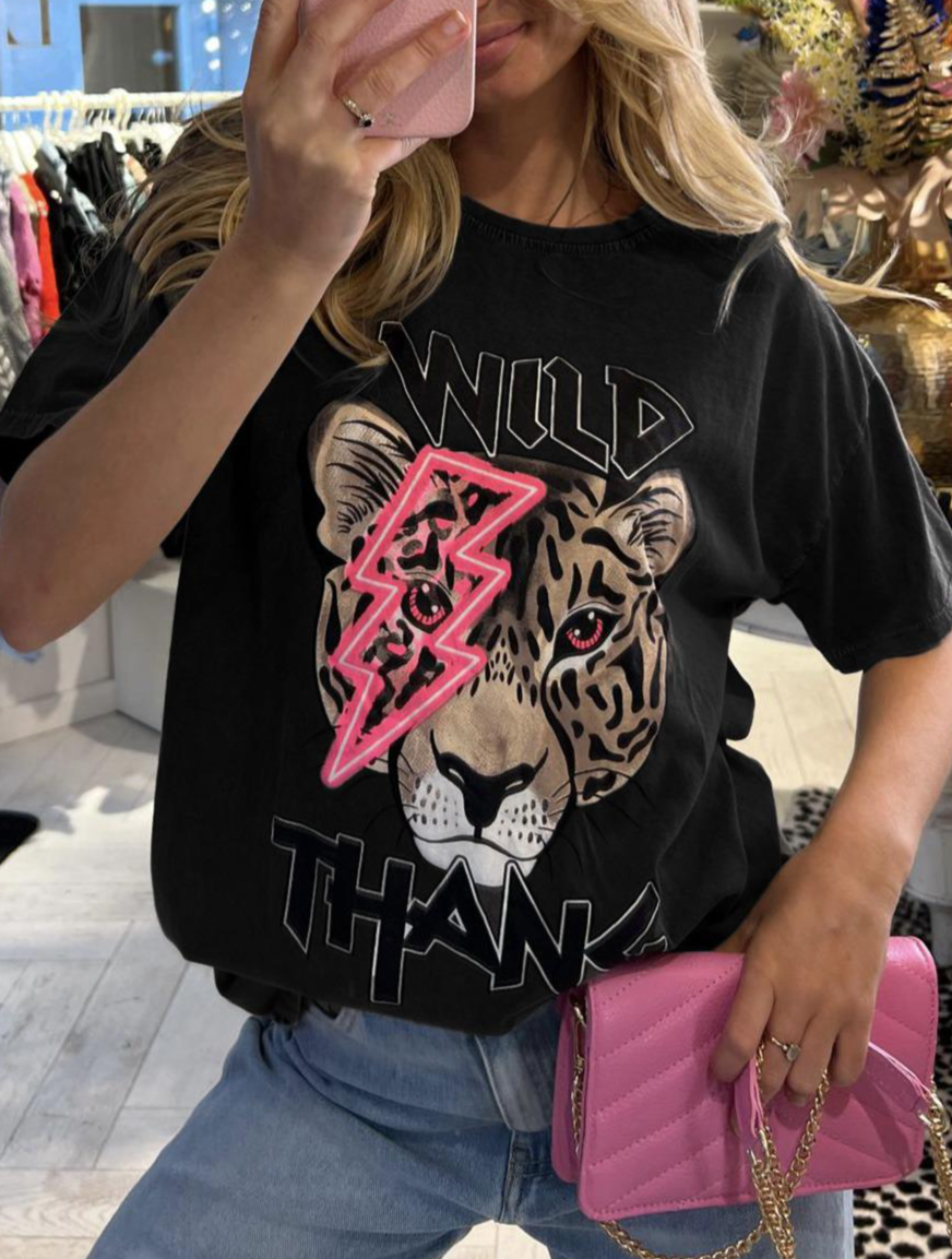 Ladies Oversized Tiger T-Shirt - Wild Thang Short Sleeves Top