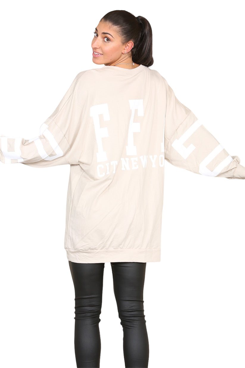 Women's Oversized Jumper Dress with Buffalo Slogan Print - Trendy Buffalo Slogan Oversized Jumper Dress for Comfortable Fashion