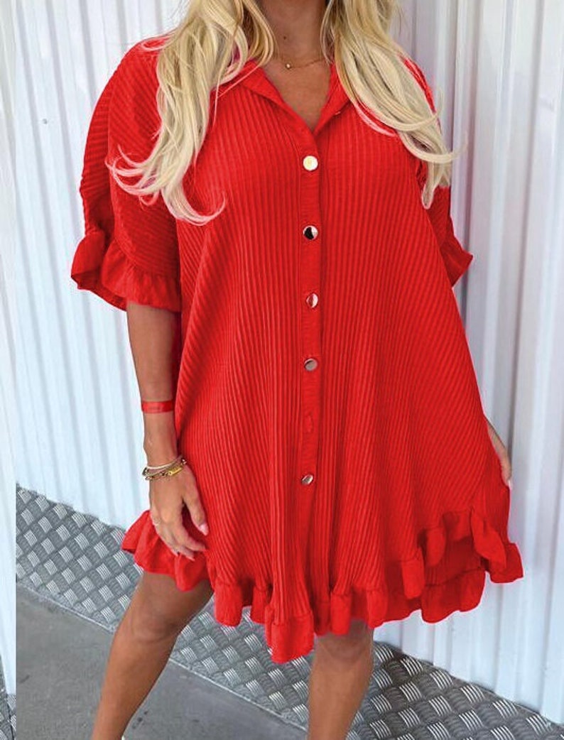 Ladies Pleated Shirt Dress - Elegant Style for Every Occasion