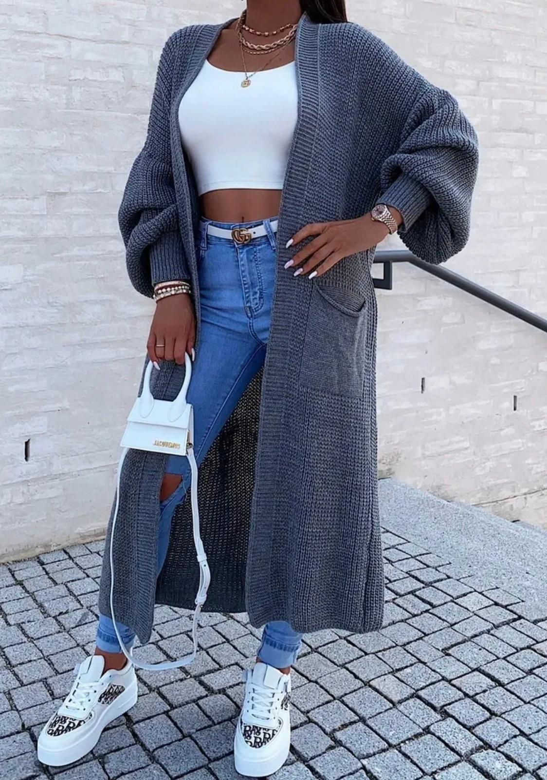 WOMEN'S LONGLINE KNITTED CARDIGAN