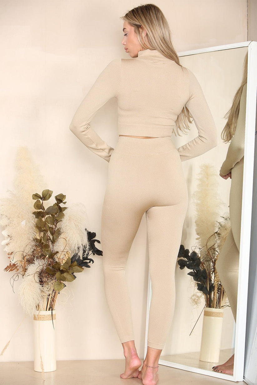 Women's Ribbed Tracksuit Set 🌸 Two Piece Half Zip Gym Loungewear