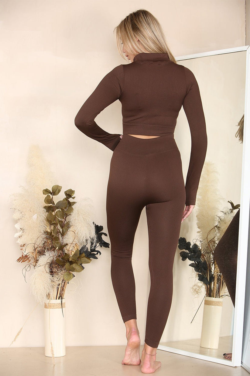 Women's Ribbed Tracksuit Set 🌸 Two Piece Half Zip Gym Loungewear