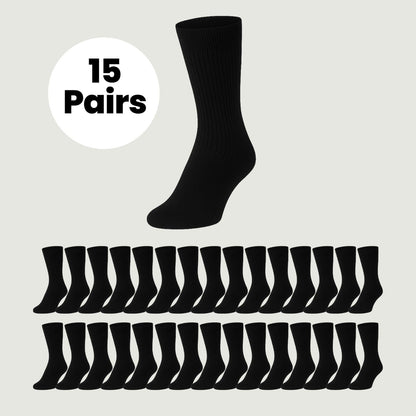 15 Pairs Mens Cotton Rich Performance Sport Socks Outdoor Athletics Running Hiking Football Black Grey White Sock Cushioned Anti-Blister Moisture-Wicking Breathable Comfortable UK 6-11 by Sock Stack