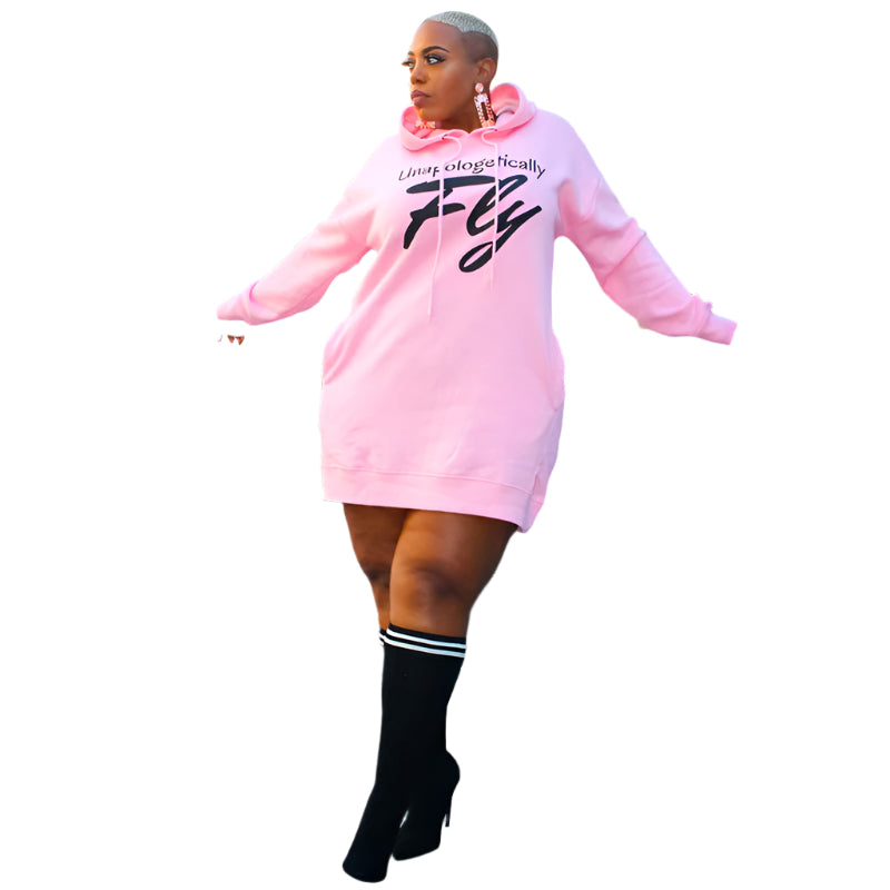 Women's Plus Size Dress Hoodie Letter Print