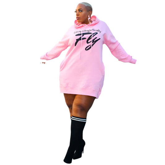 Women's Plus Size Dress Hoodie Letter Print