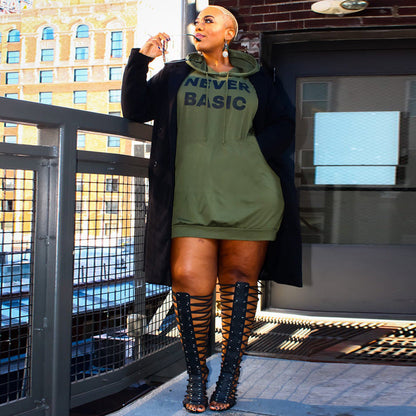 Women's Plus Size Dress Hoodie Letter Print
