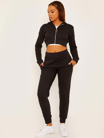 Women's Crooped Zip Hoodie & Jogger Set/Tracksuit