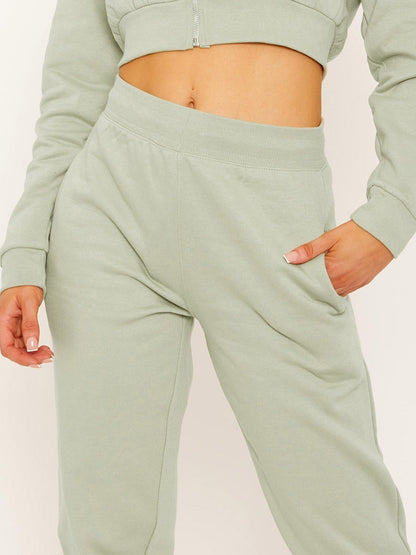 Women's Crooped Zip Hoodie & Jogger Set/Tracksuit