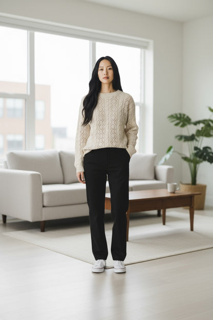 Women Chunky Knit Sweater Jumper - Stone