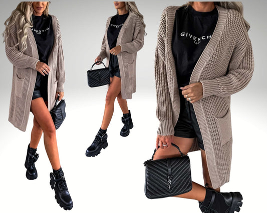 Women's Cozy Italian Knit Long Cardigan – Open Front