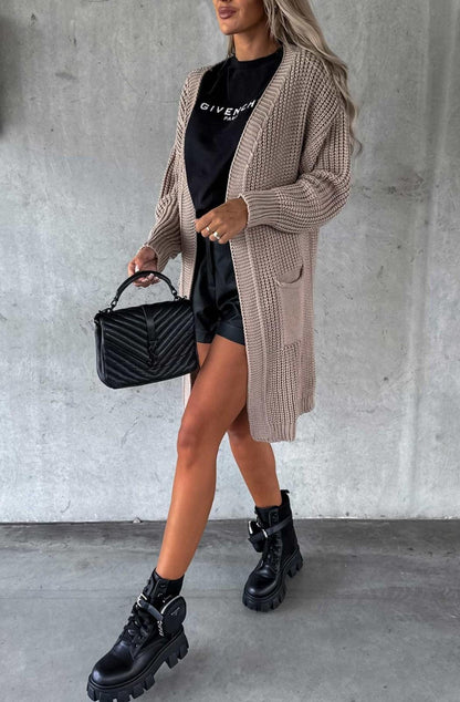 Women's Cozy Italian Knit Long Cardigan – Open Front