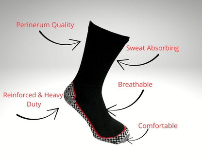 3 Pairs Men's Bamboo-Soled Work Socks – Breathable, Antibacterial, Reinforced Toe & Heel