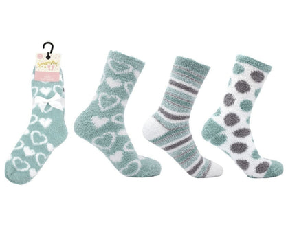 Women's Cozy Socks with Hearts, Dots & Stripes-3 Pairs