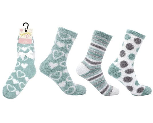Women's Cozy Socks with Hearts, Dots & Stripes-3 Pairs