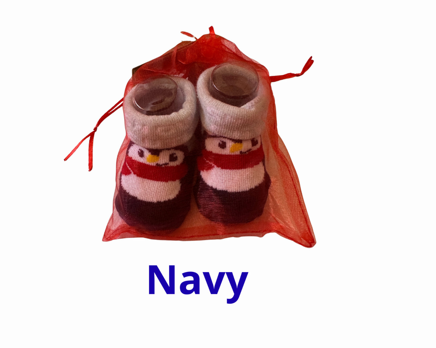 Baby Christmas Socks 0-12 Months in Red Organza Gift Bag | Cotton Rich