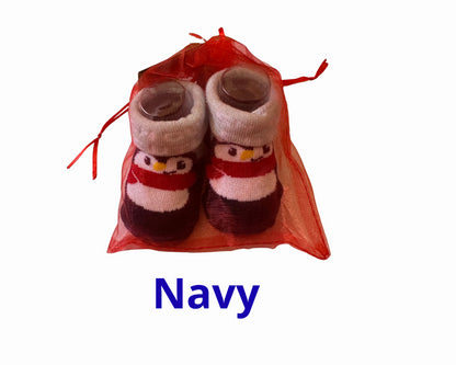 Baby Christmas Socks 0-12 Months in Red Organza Gift Bag | Cotton Rich