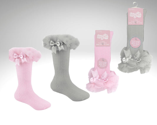 Baby Girl Tutu Socks - Single Pair Knee High with Bow