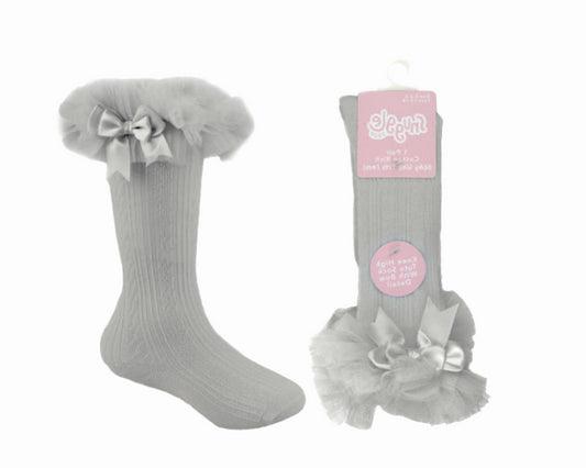 Baby Girl Tutu Socks - Single Pair Knee High with Bow