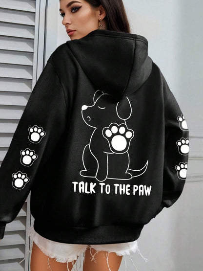 Women's Hoodie Funny Dog Cartoon Printed Hoodie Women's Warm