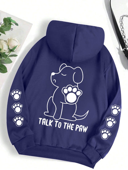 Women's Hoodie Funny Dog Cartoon Printed Hoodie Women's Warm