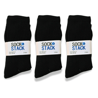 15 Pairs Mens Cotton Rich Performance Sport Socks Outdoor Athletics Running Hiking Football Black Grey White Sock Cushioned Anti-Blister Moisture-Wicking Breathable Comfortable UK 6-11 by Sock Stack