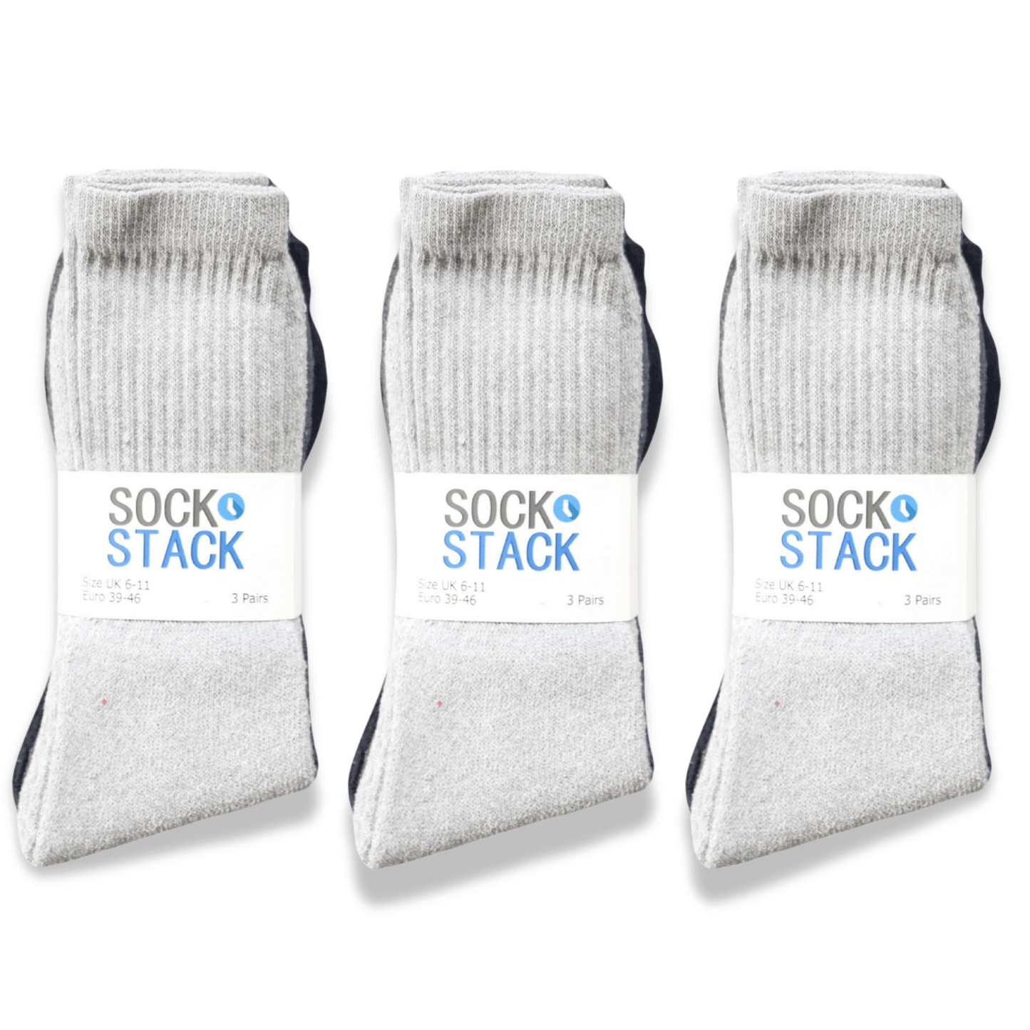 15 Pairs Mens Cotton Rich Performance Sport Socks Outdoor Athletics Running Hiking Football Black Grey White Sock Cushioned Anti-Blister Moisture-Wicking Breathable Comfortable UK 6-11 by Sock Stack