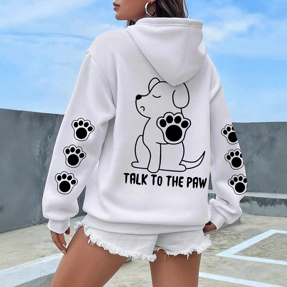 Women's Hoodie Funny Dog Cartoon Printed Hoodie Women's Warm
