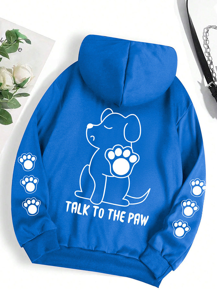 Women's Hoodie Funny Dog Cartoon Printed Hoodie Women's Warm