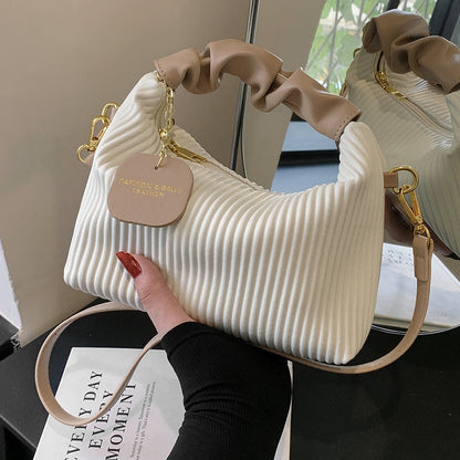 Women's Bag Fashion Crossbody Bag PU Leather Pleated Cloud Small Tote Bags