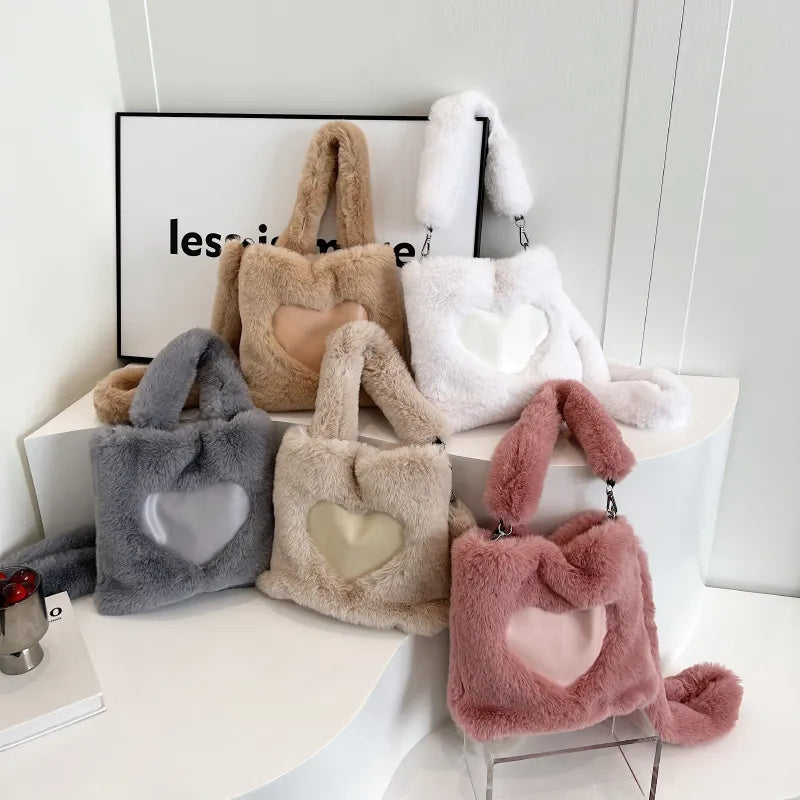 Women's Shoulder Bag-Fluffy Shoulder Bag Top-handle Bag